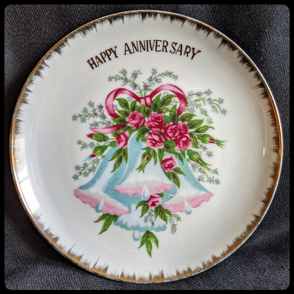Vintage Happy Anniversary Plate